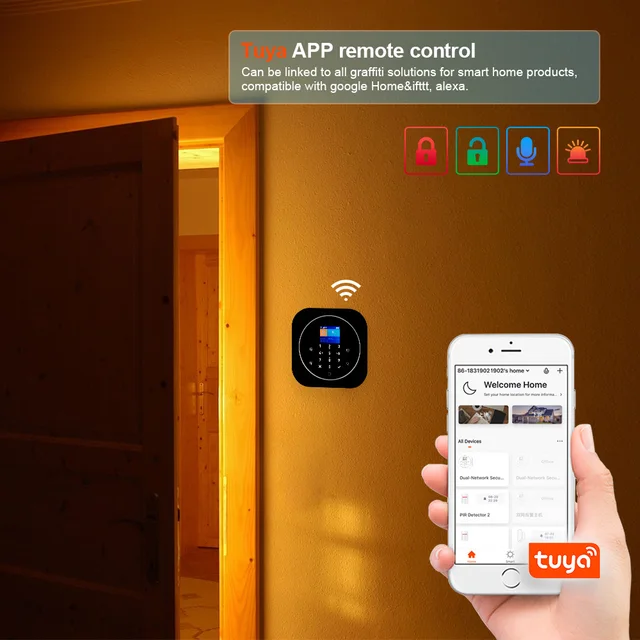 KERUI G12 Wireless Home Alarms System Wireless WiFi Home Security System with Door and Motion Sensor Smart Life App Control 3