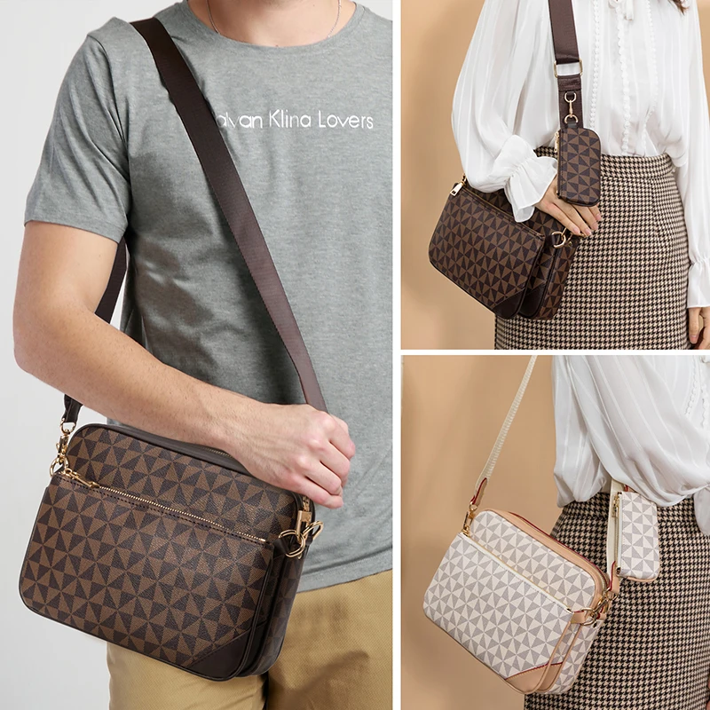 

Men's Shoulder Bags Crossbody Bag Fashion Handbags Luxury Brand Women Messenger Bags 3-In-1 Vintage Sling Bags