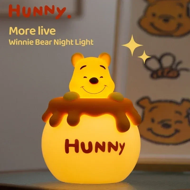 

Disney Winnie The Pooh Bee Jar Shape Creative Cute Night Light Silicone Material Soft Light Eye Protection Kids Christmas Gifts