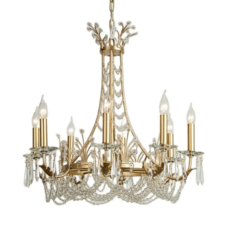 Decor Vintage Foyer Oro Cristallo Lampadario Soffitto Led Lustres De Cristal Indoor Soggiorno Sala Da Pranzo Hotel Project Lighting