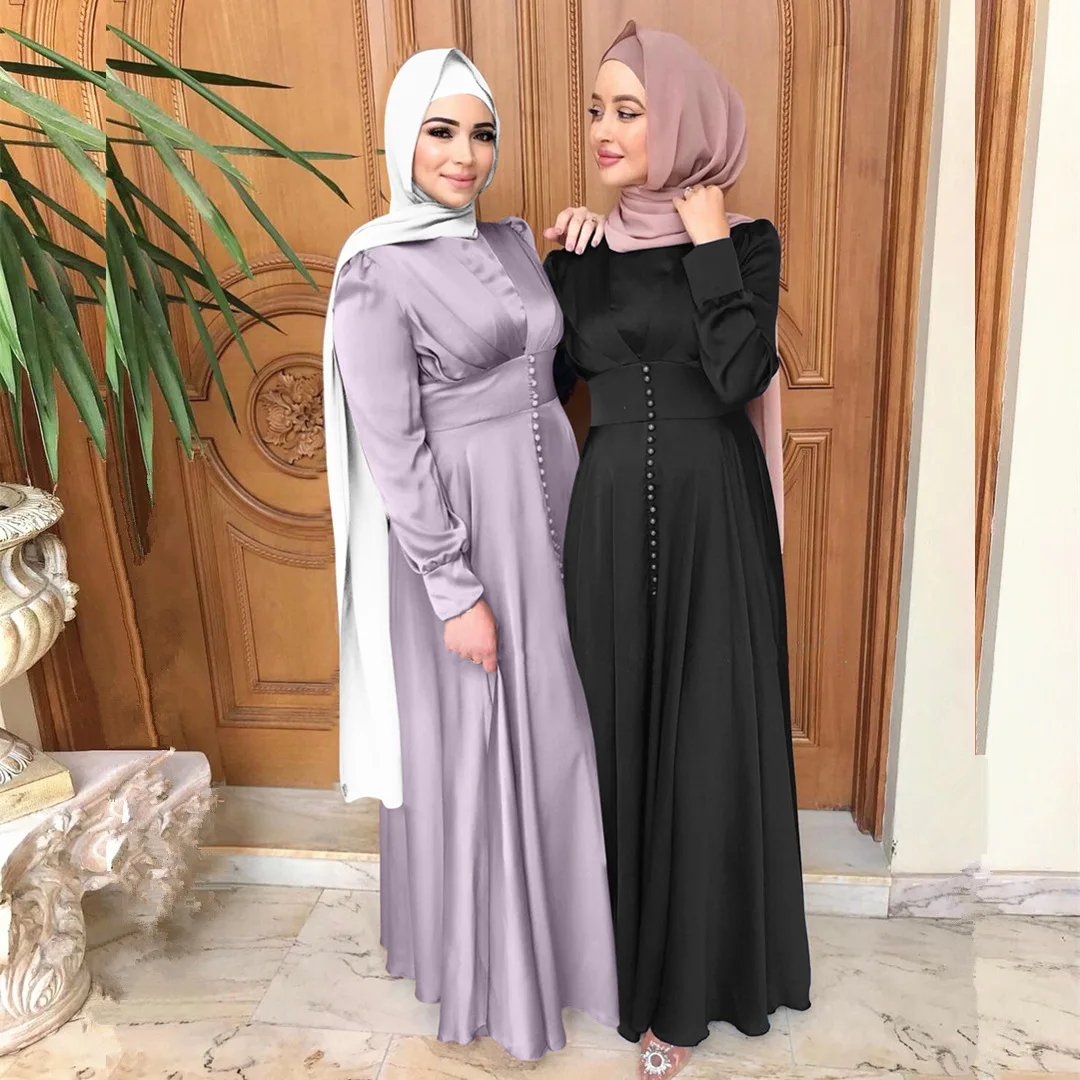 Ramadan Black Kaftan Dubai Abaya Tunic Beaded Dress Elegant Satin Long  Sleeve Islam Modern Abaya Turkey Clothing Indian Dress - AliExpress