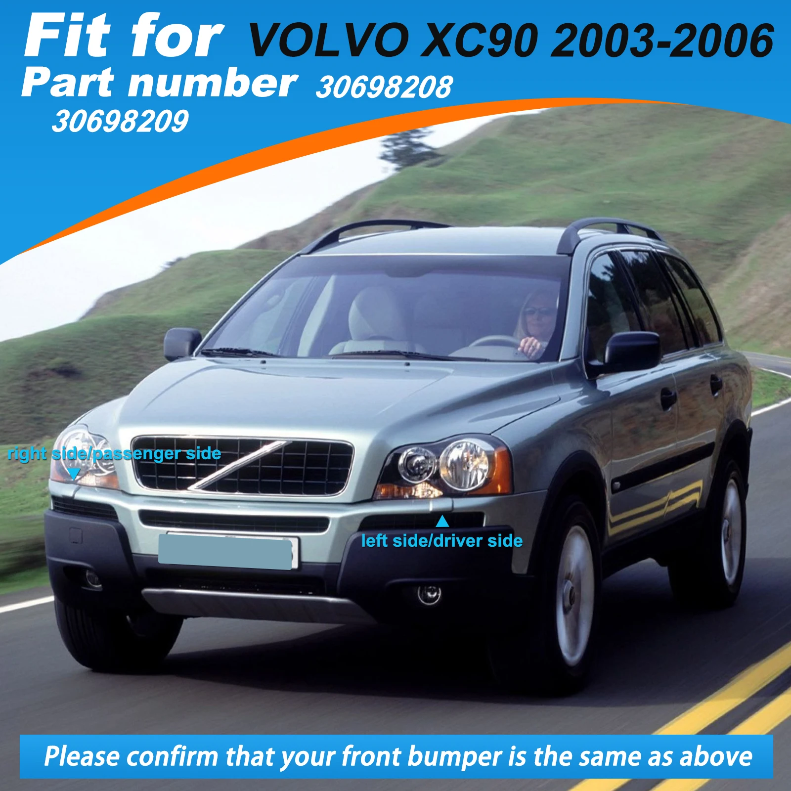 Front Bumper Headlight Washer Cover Cap Headlamp Jet Spray VOLVO XC90 Accessories 2003 2004 2005 2006 30698208 30698209