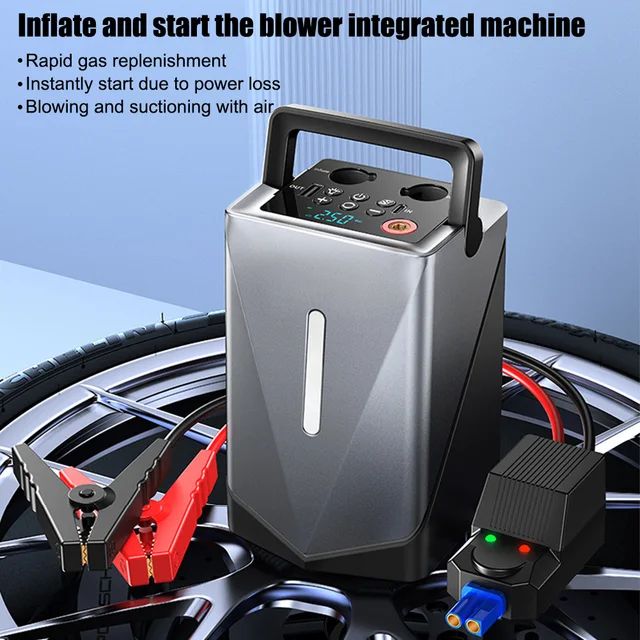 Portable Jump Starter with Air Compressor, 6-in-1 Car Battery Jump Starter with 150PSI Tire Inflator, 2000A Jumper Starter Kit 2