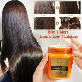 Bird's Nest Aminoacidi Essenza Nutriente Maschera per capelli alla cheratina 500ml Levigante Migliora la secchezza e l'effetto crespo Balsamo per capelli secchi 1