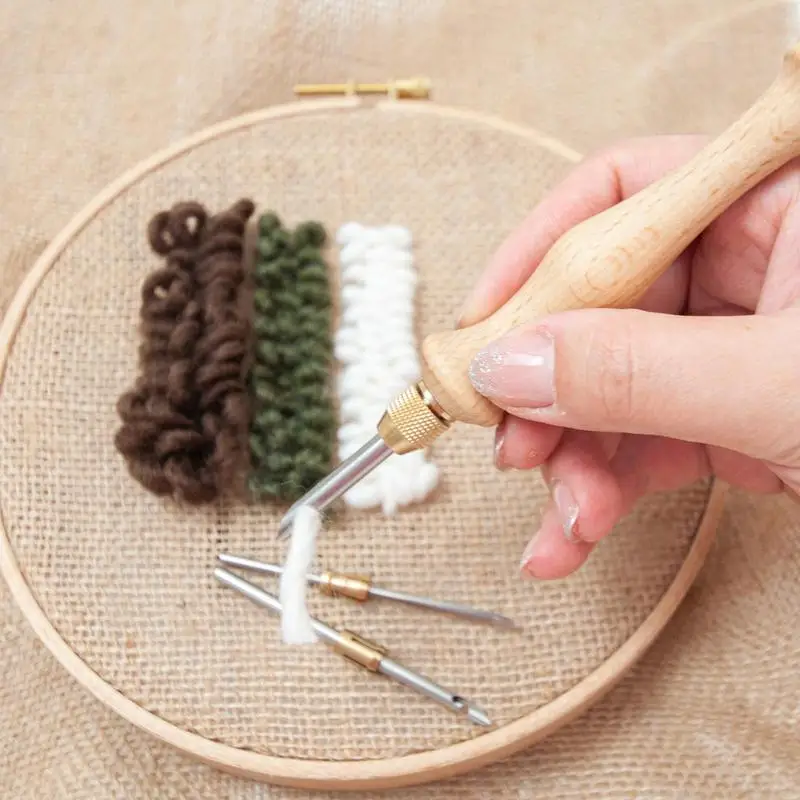 나무 펀치 바늘 펜, 바느질 자수 펀치 펜, 펠트 스레더 바늘, 자수 깔개, DIY 수제 미술