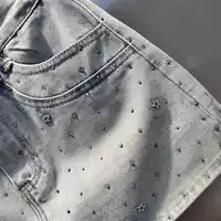 Summer Rhinestone A-line Denim Skirt for Women Star Pattern Zipper Pocket Short Skirts Fashion High-quality Slim Fit Jeans skirt - Image 4