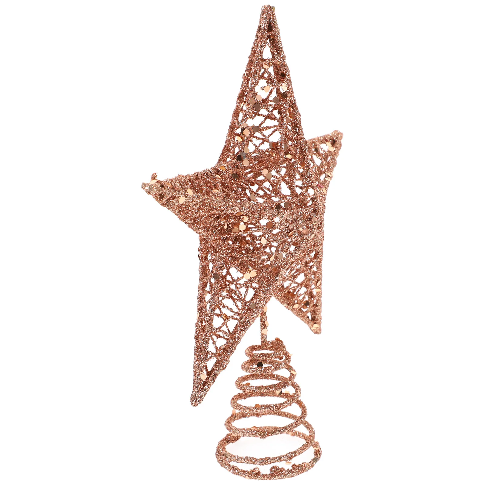 

20cm Glitter Christmas Tree Top Star Christmas Tree Iron Star Topper Glittering Christmas Tree Decoration Ornaments (Rose Gold)