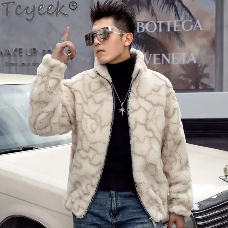 

Tcyeek Fashion Warm Real Fur Jacket Winter Sheep Shearling Fur Jackets Man Clothes Casual 30% Lamb Wool Coat Slim Ropa Hombre