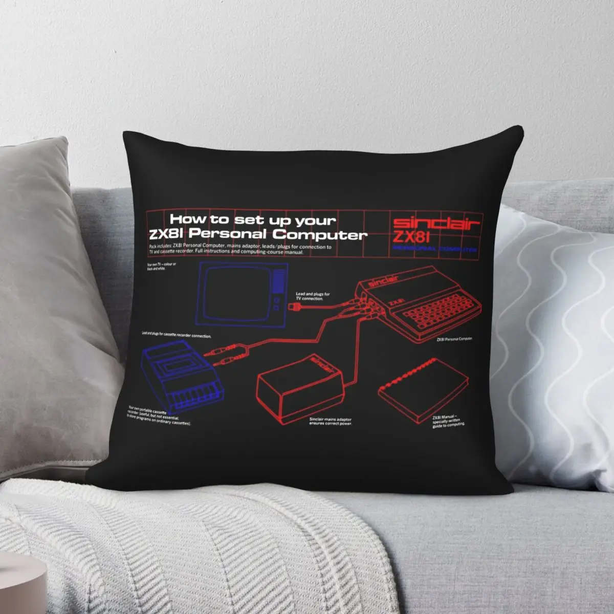 Sinclair Zx81 Federa Quadrata Poliestere Lino Velluto Creativo Zip Decor Federa Per Cuscino Divano Sedile Federa