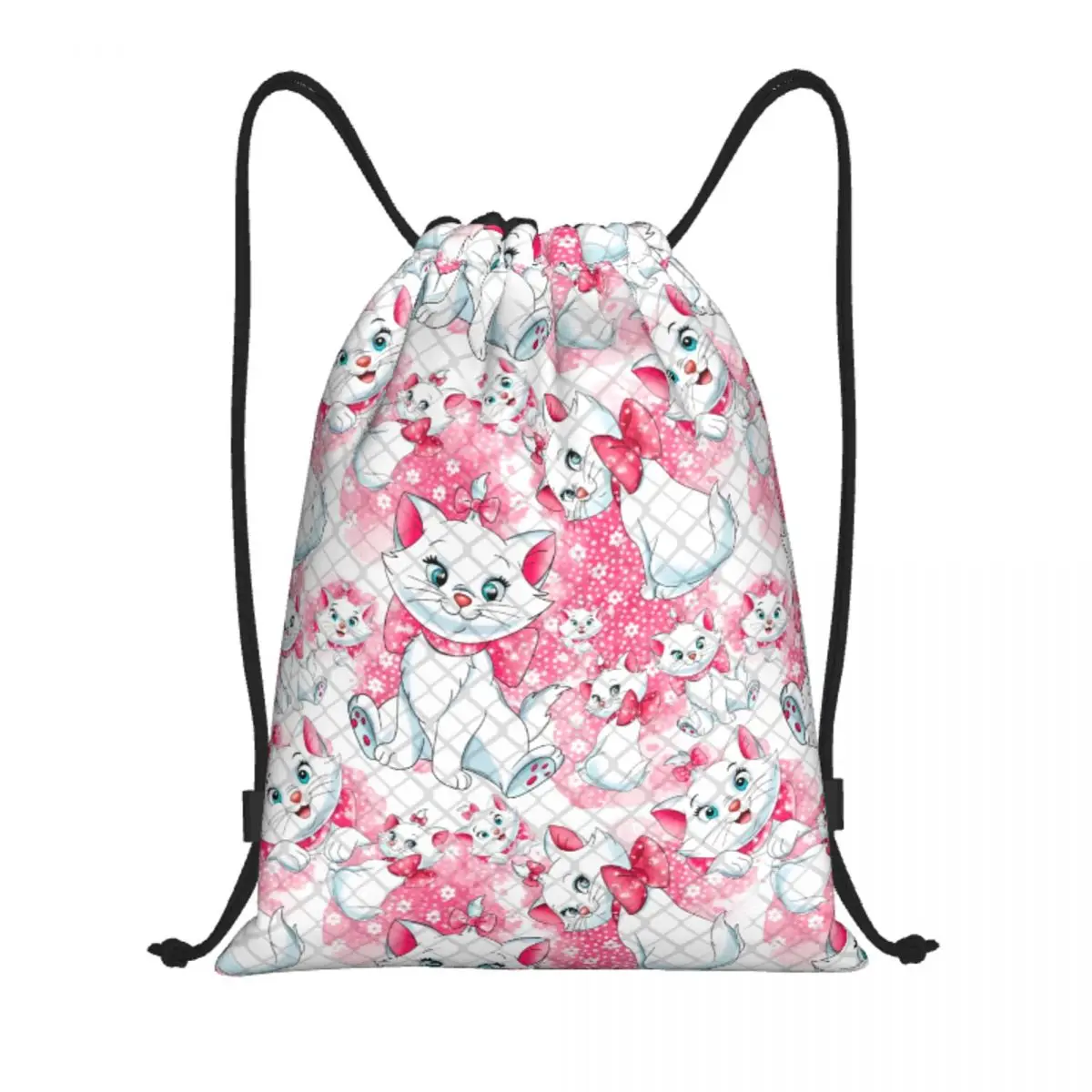 

Custom Drawstring Bag Women Men Lightweight Marie Cat Anime Pattern Sports Gym Storage Backpack
