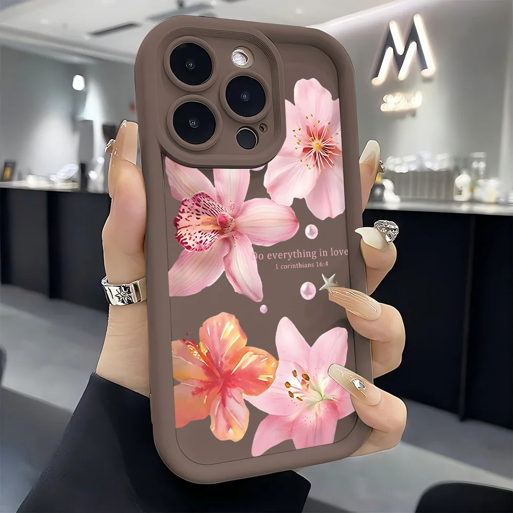 Elegant Blue Lily Pattern Soft Silicone Phone Case