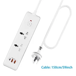 AU Power Strip with USB Ports and Childproof Safety Gates - 2AC with USB