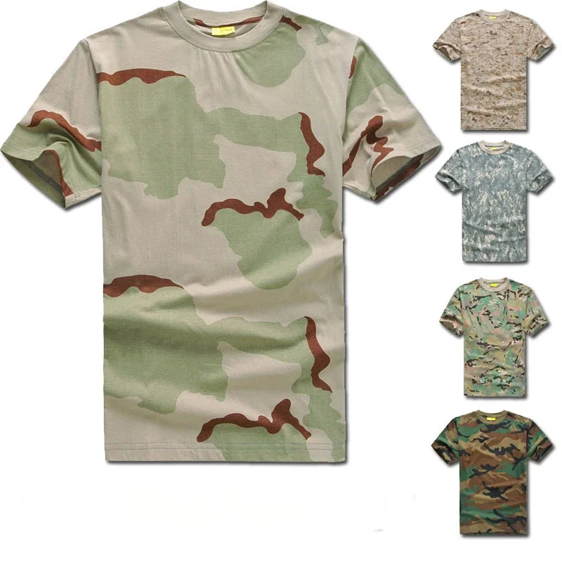 

Cotton T-shirt Camouflage Men Women Training Outdoor Sweat-absorbing Jungle Digital Desert Summer Short Sleeve Tops