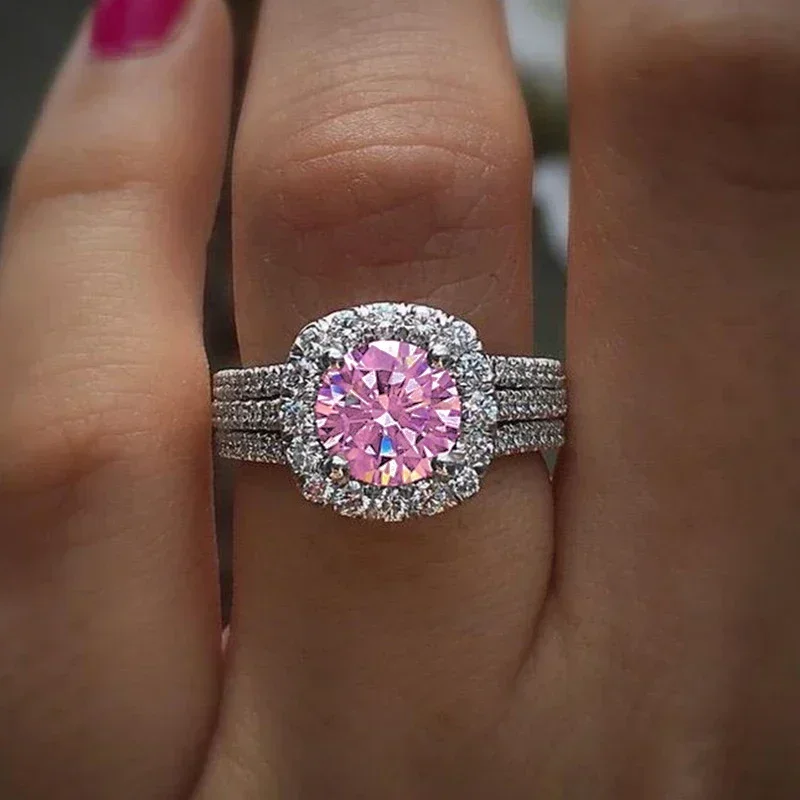 Women Luxury Wedding Rings with Dazzling Round Cubic Zirconia Temperament Female Accessories Eternity Ring Trendy Jewelry wedding rings womens ring jewelry rings ring jewelry