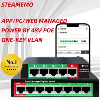 Cloud-managed Gigabit Ethernet Switch 8 Port Network Switch 48V POE Network Extender Desktop 100/1000Mbps SFP APP Managed Switch 1