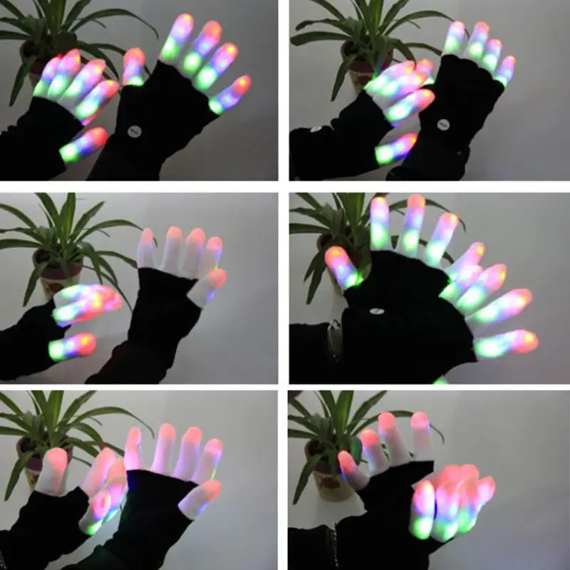 

Перчатки со светом на палец, светодиодные теплые перчатки для светового шоу, танца, Хэллоуина, рождественского подарка