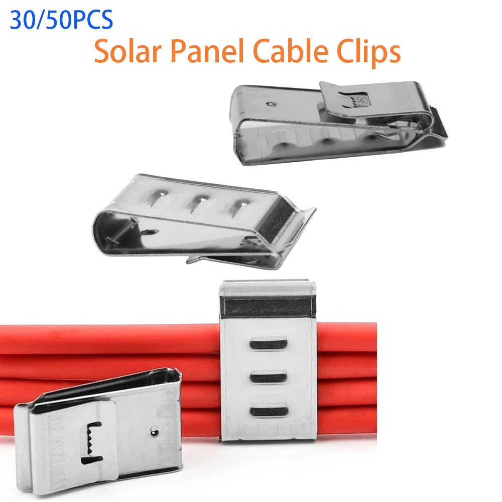 30/50Pcs Solar Panel Cable Clips PV Stainless Steel 4-Wire Wire Clip for Solar Panel Wiring Management solar panel clips