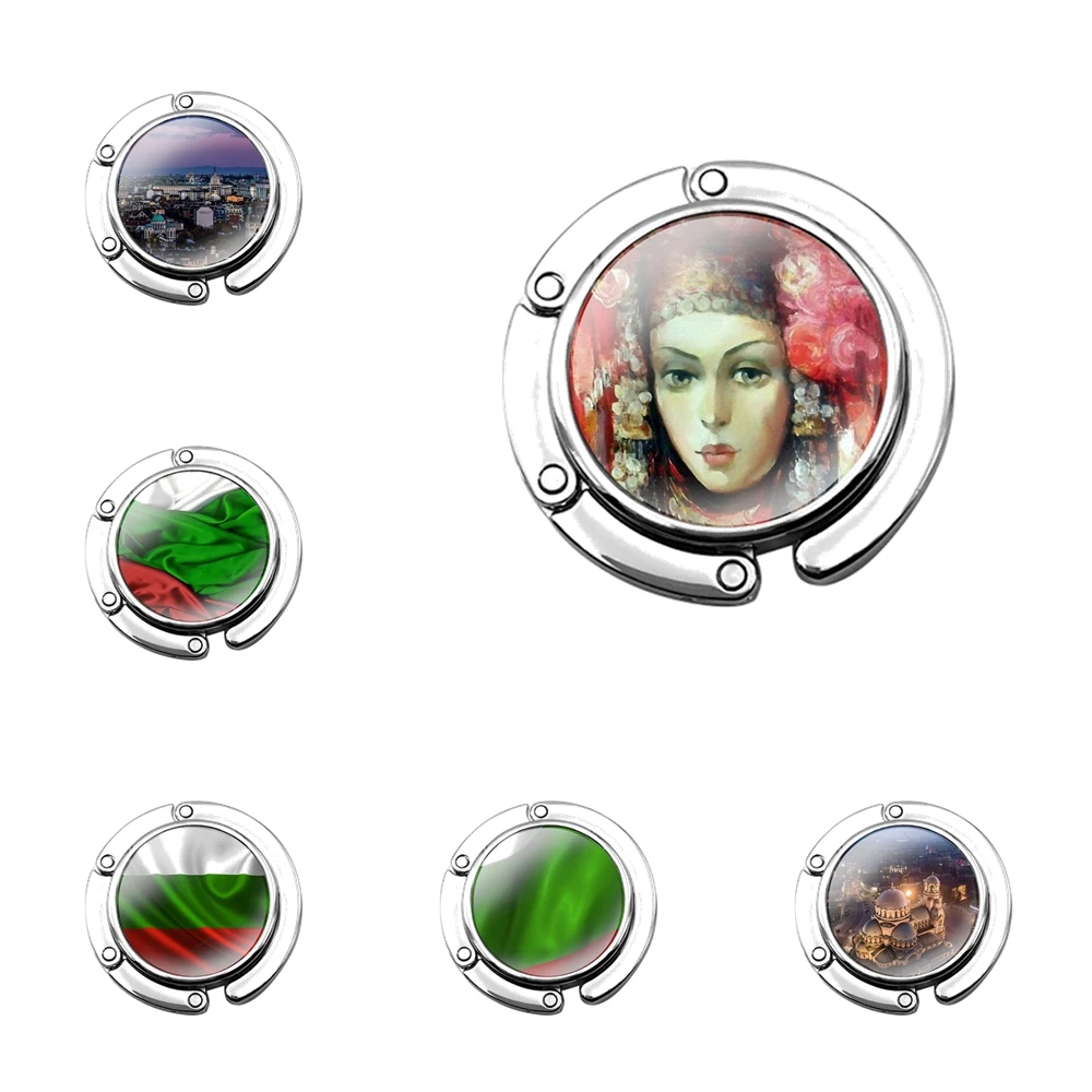 

Bulgaria Flag oil paintting Pattern Foldable Purse Hook for Women's Table Handbag Storage Folding Decor Table Hook