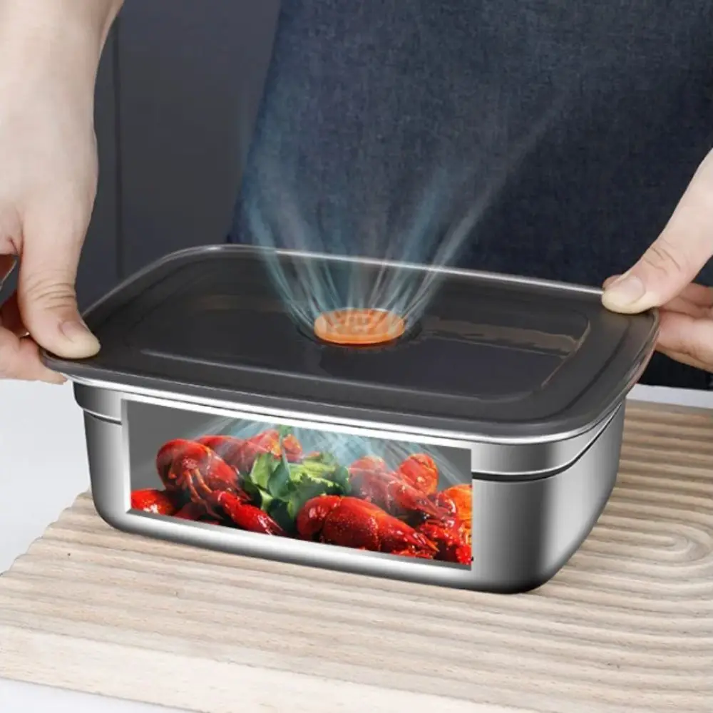1PC Stainless Steel Camping Lunch Box Sealed Bento Box Microwave Suitable Refrigerator Freezer Storage Box Large Capacity