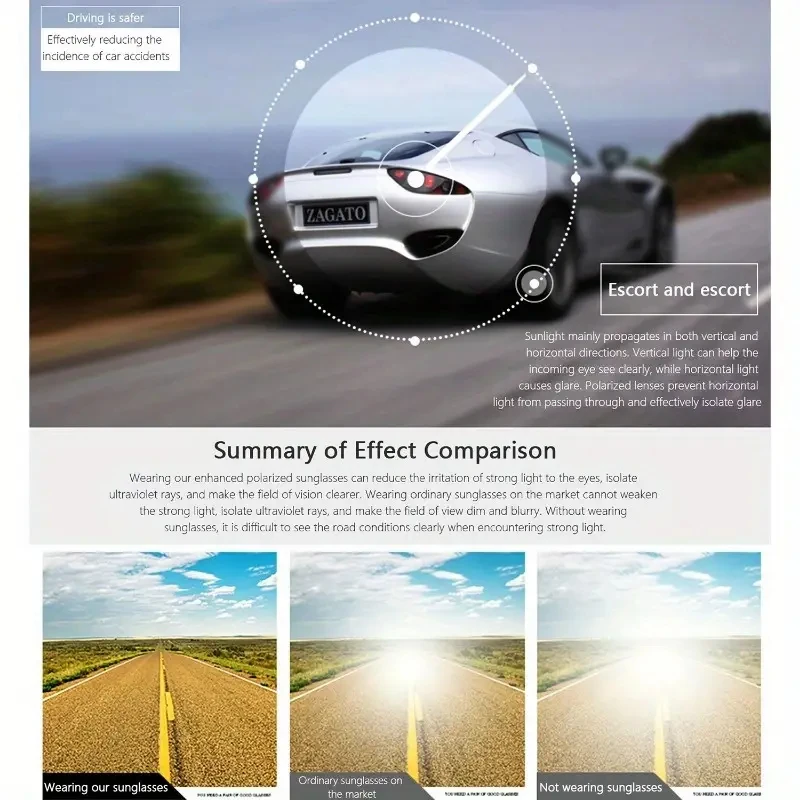 1 Pack Car Driving Day Night Photochromic Sunglasses Men Long Face Driving Polarized Sunglasses Glasses