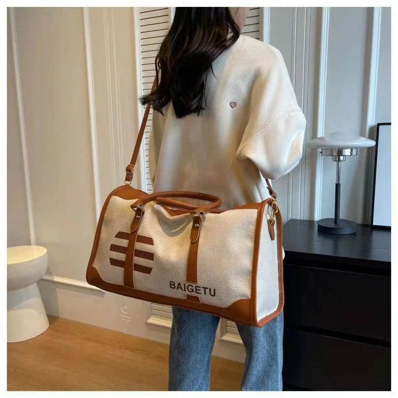 Fashionable Canvas Bag New Travel Bag Women's Bag Durable Large Capacity Handheld One Shoulder Travel Bag