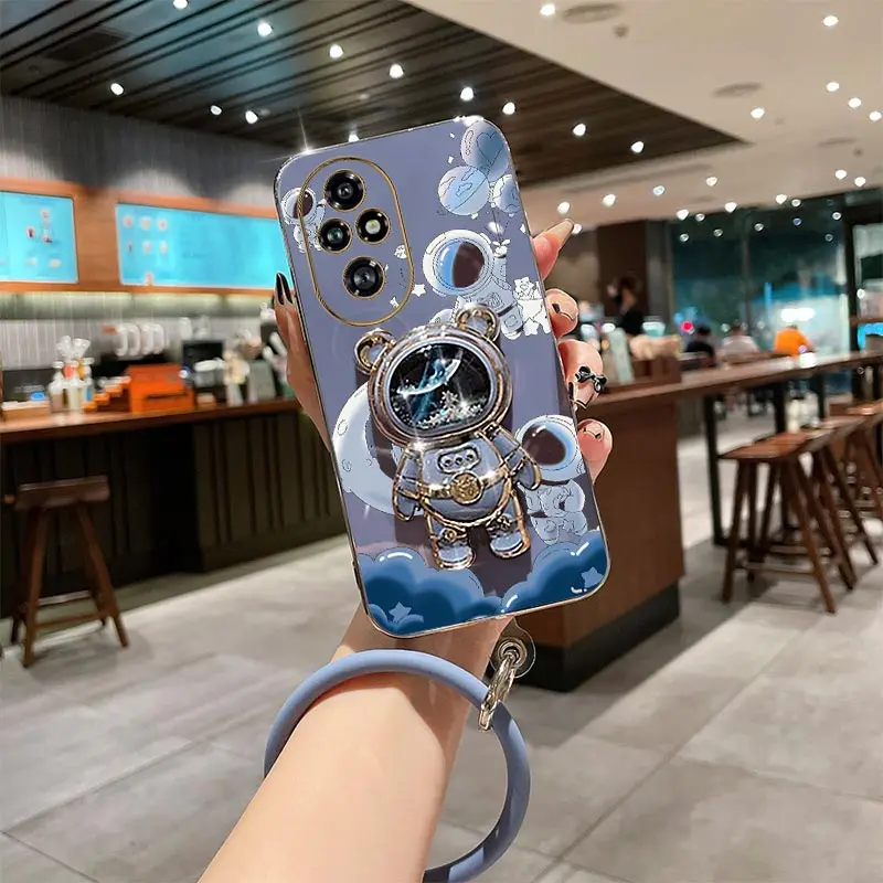 Enhanced Space Travel Holder Lanyard Plating Phone Case - Soft Back Cover