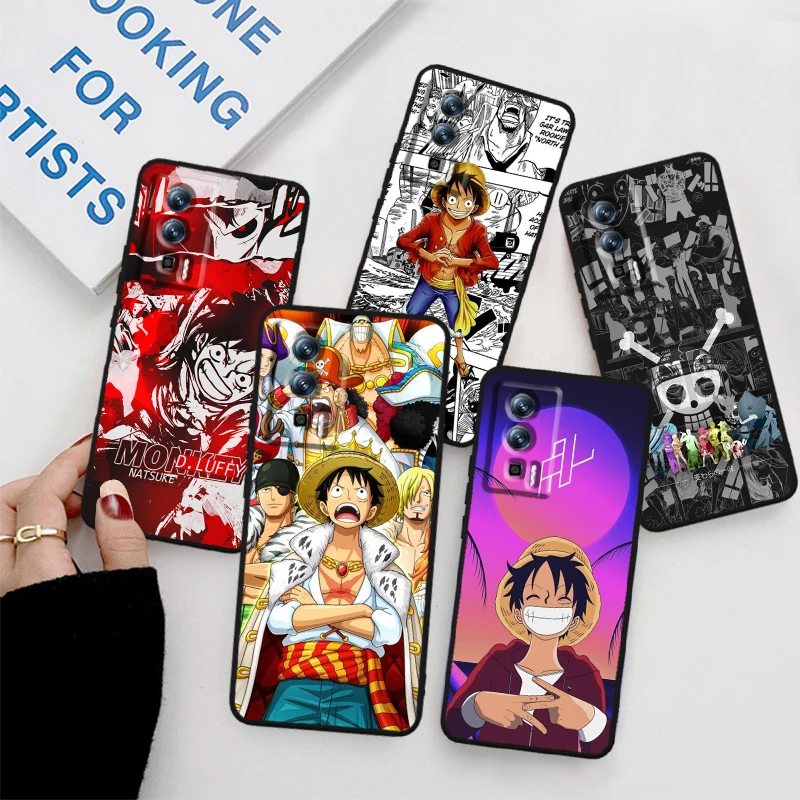 

One Piece Luffy Animation For Xiaomi Redmi 9A 9C 9AT 10C 9 9T 10 12C 13C 8 12 K60 A1 K50 K40 5G Black TPU Phone Case