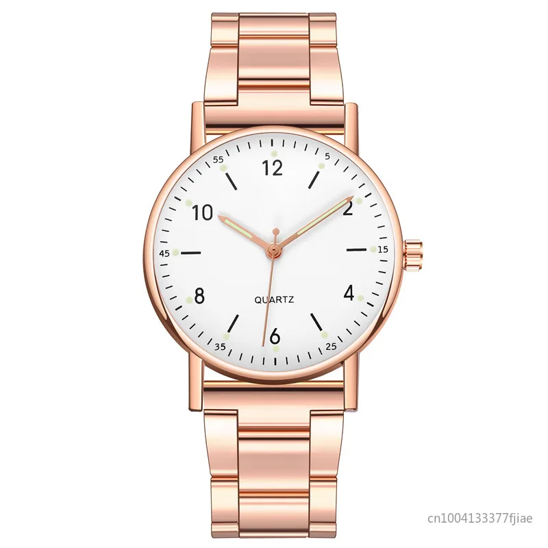 

Простые кварцевые наручные часы, женские кварцевые часы из нержавеющей стали, светящийся циферблат, модные часы для отдыха, женские часы, женские часы