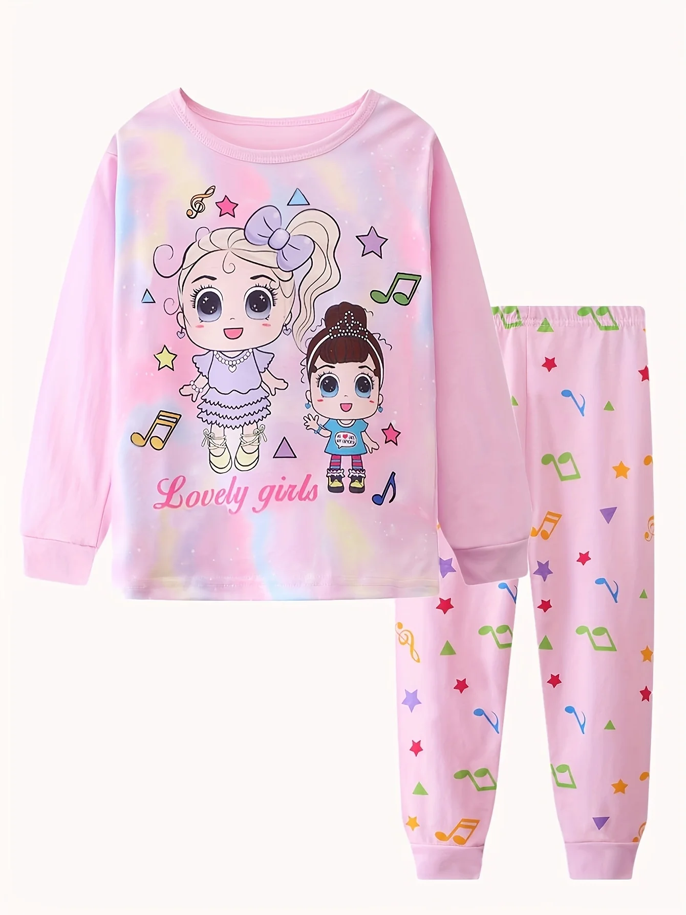 thumbnail image 1 of Cartoon dinosaur print long-sleeved two-piece pajama set for boys, 1 of 5