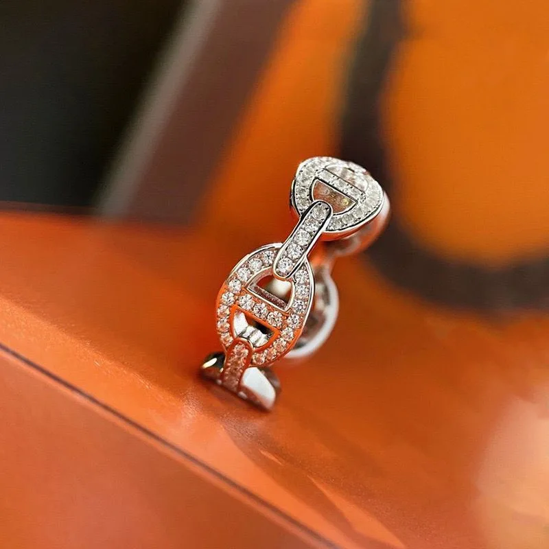 S925 pure silver fashionable light luxury temperament simple design gold-plated ring for women