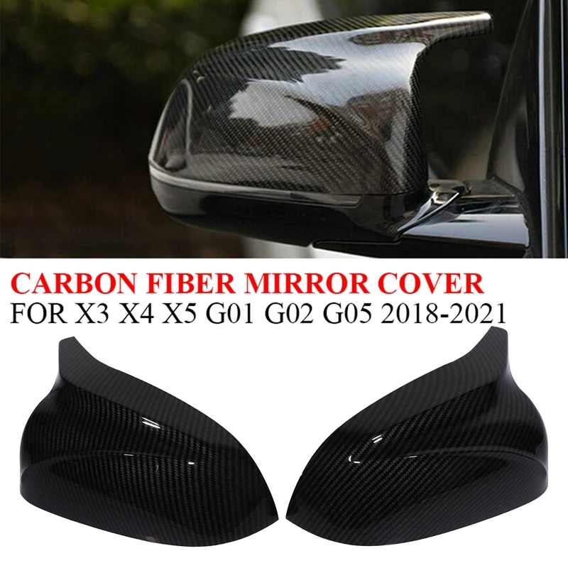 

Carbon Fiber Rearview Mirror Cover Side Wing Mirror Caps Protector For BMW X3 X4 X5 G01 G02 G05 2018 2019 2020 2021