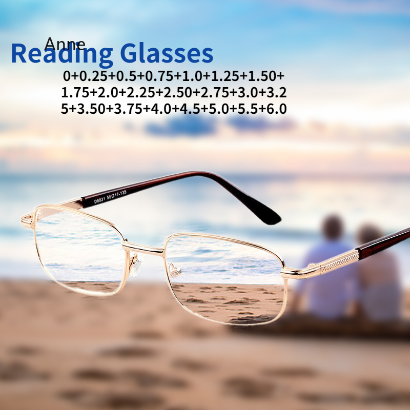 Metal Men's Reading Glasses women crystal Glass lenses Farsightedness +50 +75 125 +175 +225 +275 +325 +375 +450 +500 +550 +600