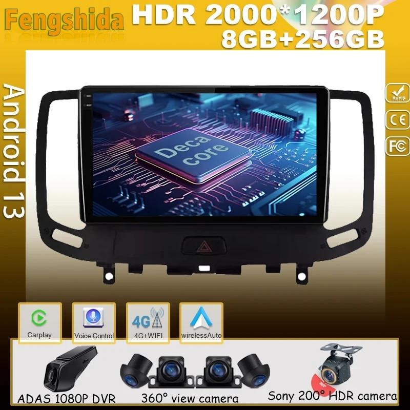 

Android 13 For Nissan Voor Infiniti G4 G25 G35 G37 2006-2013 Car Player Auto Radio Multimedia GPS Video Navigation Carplay 2 Din