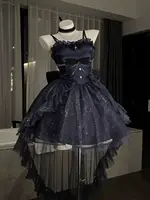 Lolita dress summer new version can be salty or sweet first love feeling fashionable waist-hugging and thin shiny tail dress 2
