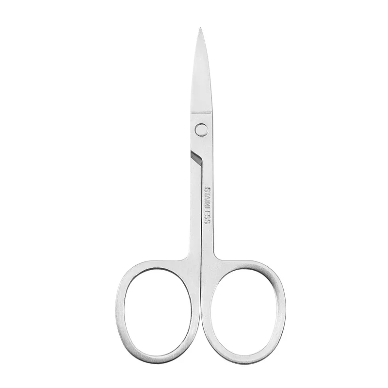200pcs 남여 스테인레스 스틸 블랙 라운드 헤드 안전 코 머리 가위 눈썹 가위, 가정용 가위