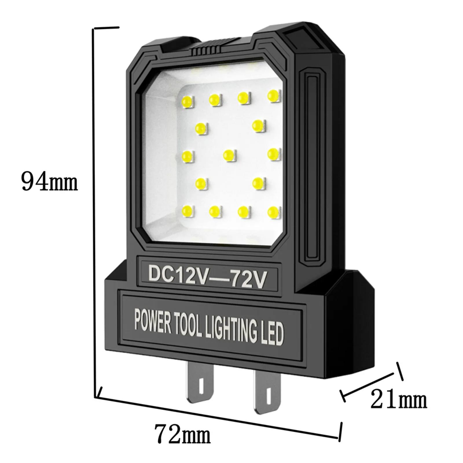 12V-72V LED 슈퍼 브라이트 스포트라이트(2가지 모드 조명 포함) 배터리 없음 캠핑 랜턴 550LM 차고 자동차 수리 캠핑 낚시용
