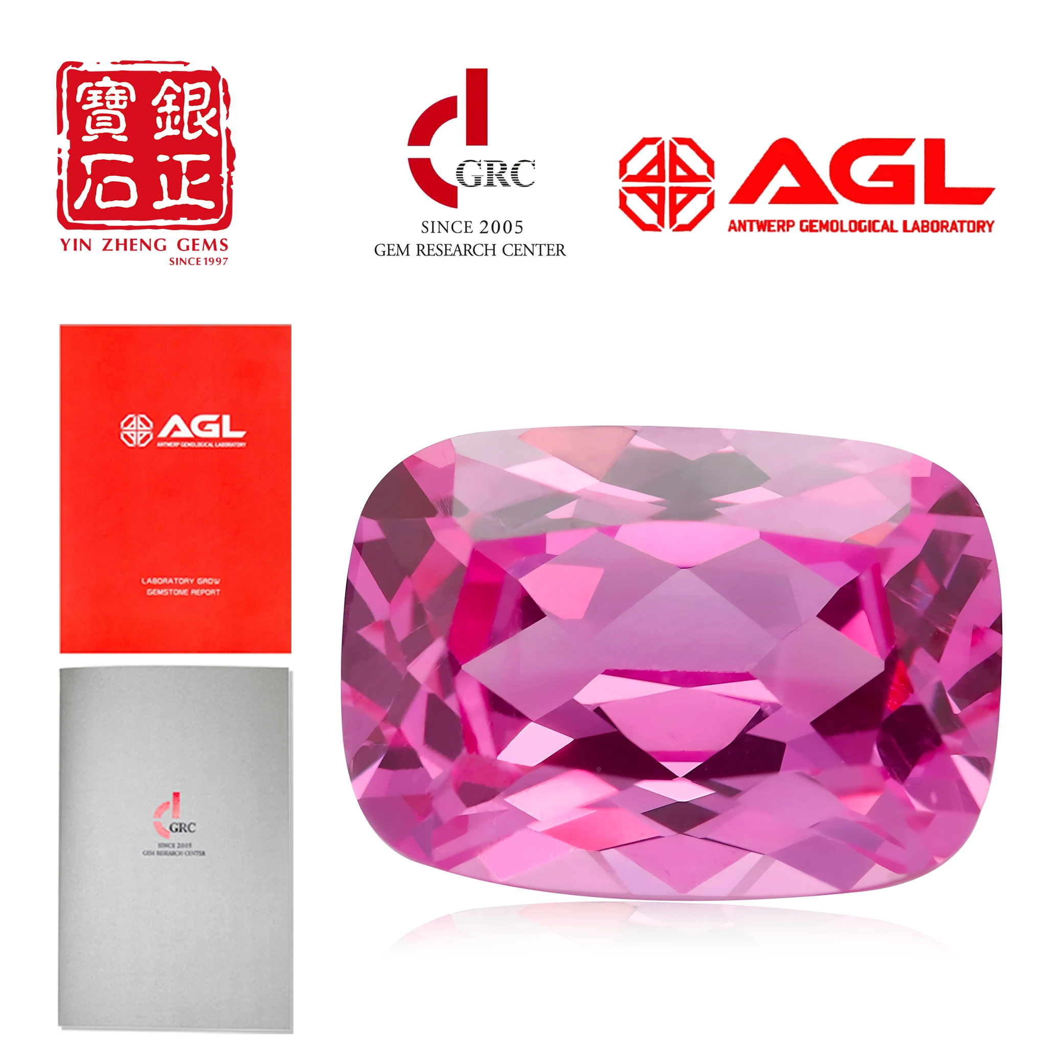 YinZheng Cushion Shape Pink Sapphire Stone Flame Melted Can Be Provide GRC Or AGL Certifacate Synthetic Cultivate Pink Sapphire