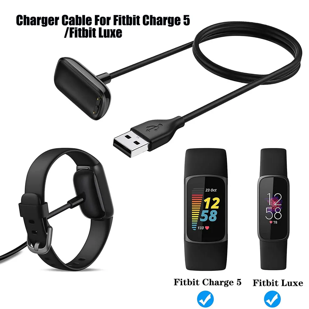 

1m For Fitbit Charge 5 Charger & Fitbit Luxe Charger For Fitbit Charge 5 Tracker Charging Cable Accessory For Luxe Smart Watch