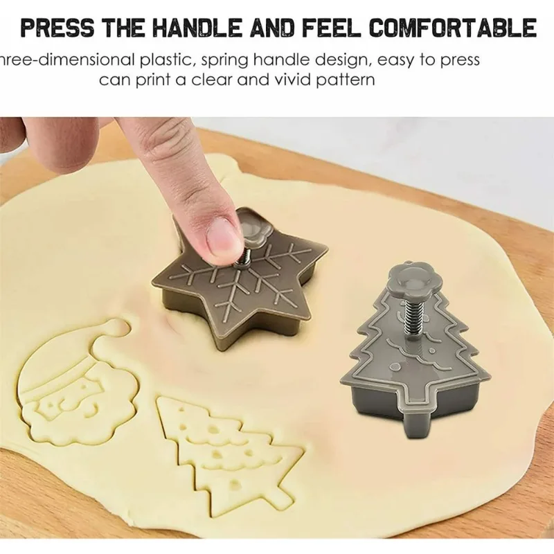 Christmas Cookie Cutter Set Snowflake Snowman Santa Tree Shapes with Plunger for Holiday Baking Festive Cookie Decorating Kit
