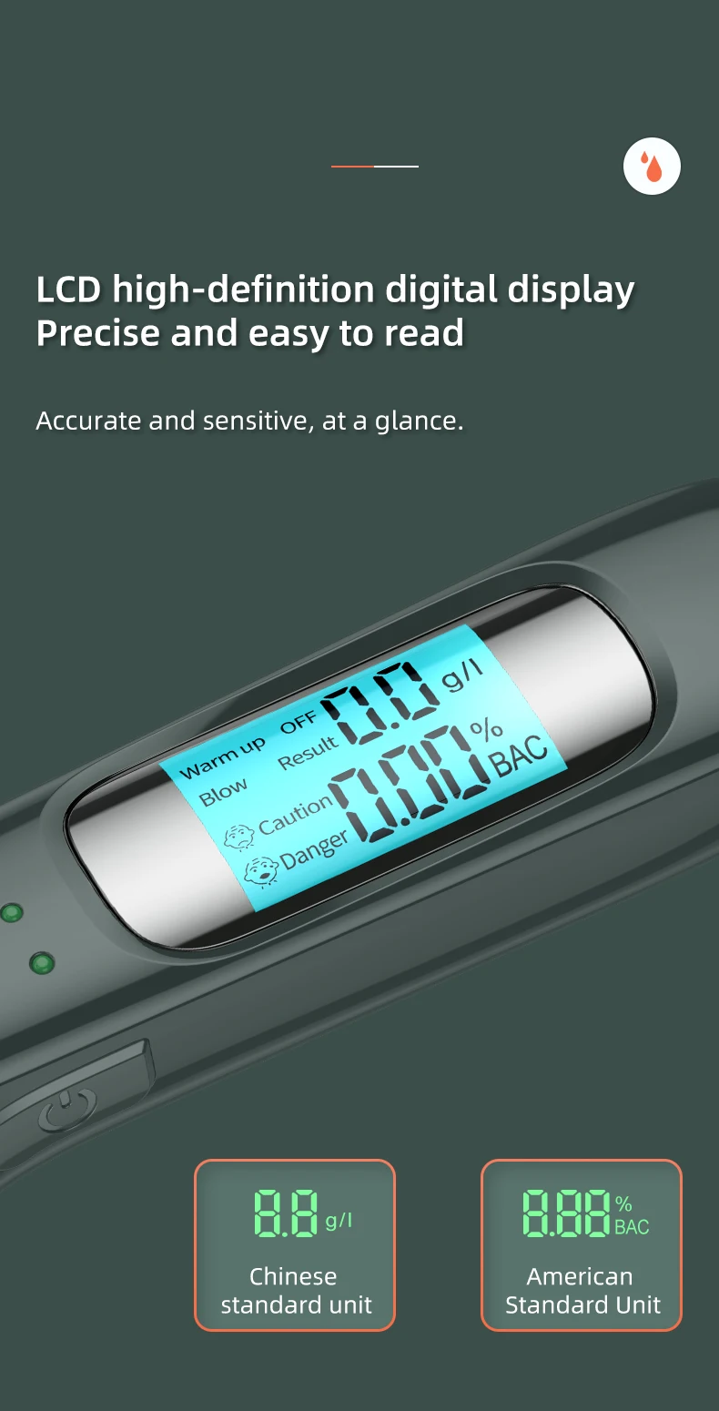 New Professional Breathalyzer Alcohol Tester Accurate Digital LCD Screen 3 Colo