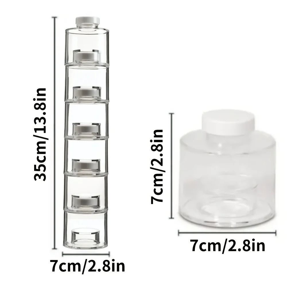Stackable Spice Rack, Set of 6 Spice Jars Tower, Space Saving Kitchen Spice with Lids, for Herbs, Condiments, Spices Seasoning 3