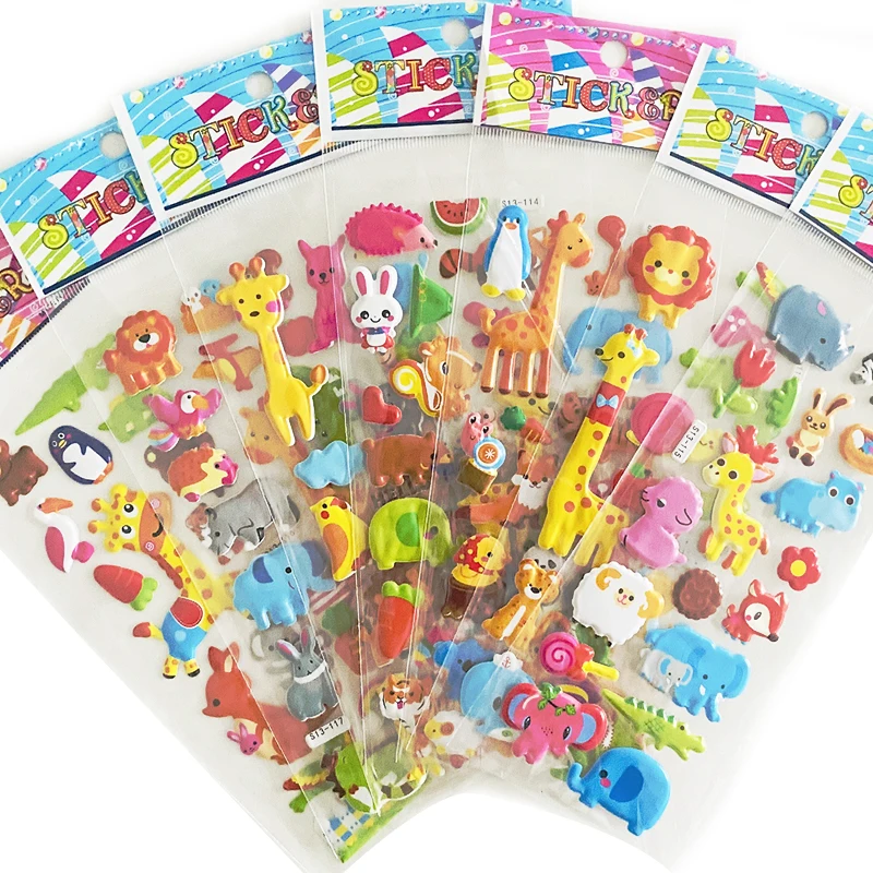 6Sheets Kids 3D Puffy Bulk Cartoon Waterproof Stickers Girls Boys Birthday  Gifts Scrapbooking Teachers Reward Sticker DIY Toys - AliExpress