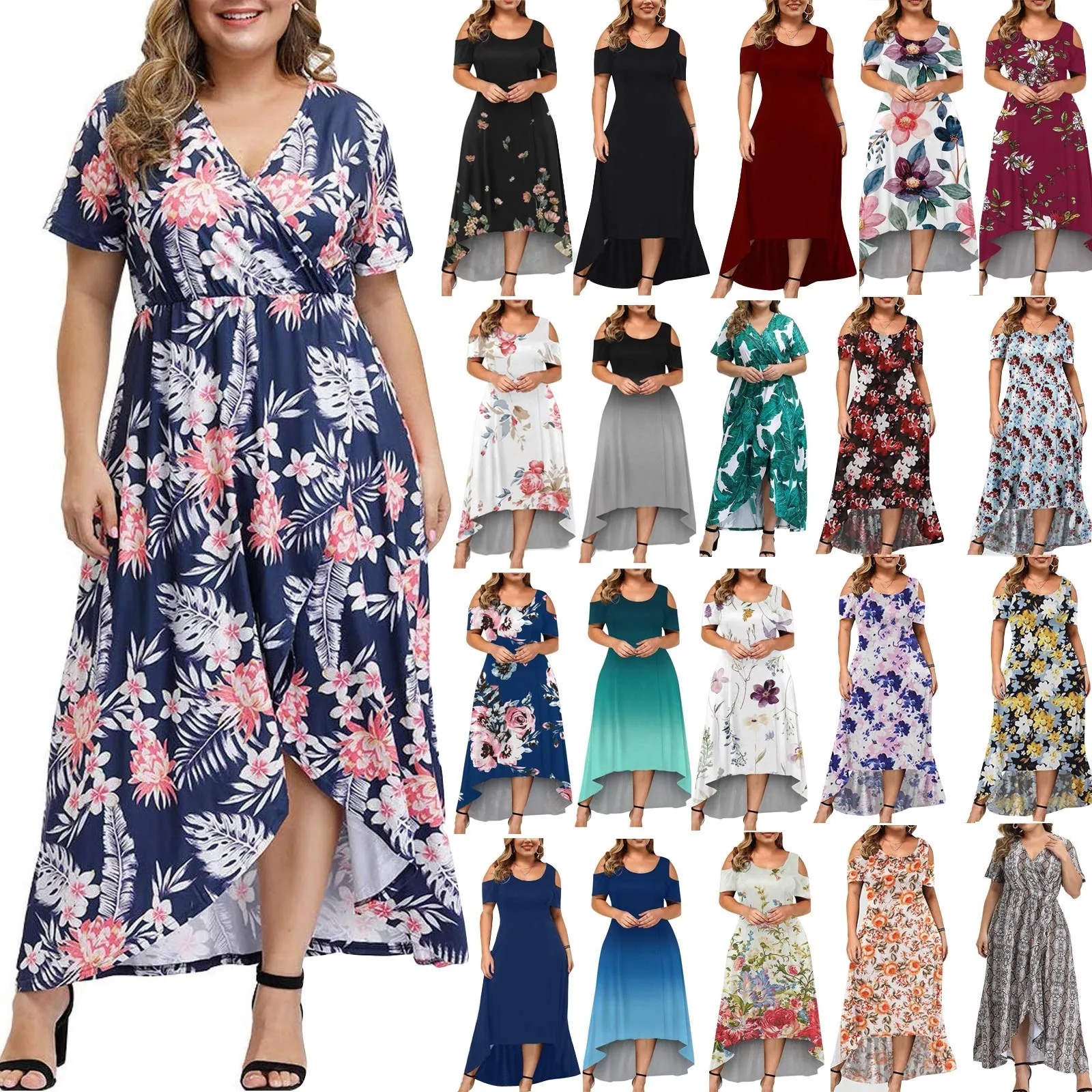 

Clothing Woman Summer 2023 Vacation Gradient Color Festival Round Neck Summer Dress Women 2023 Summer Clothes For Women Vestidos