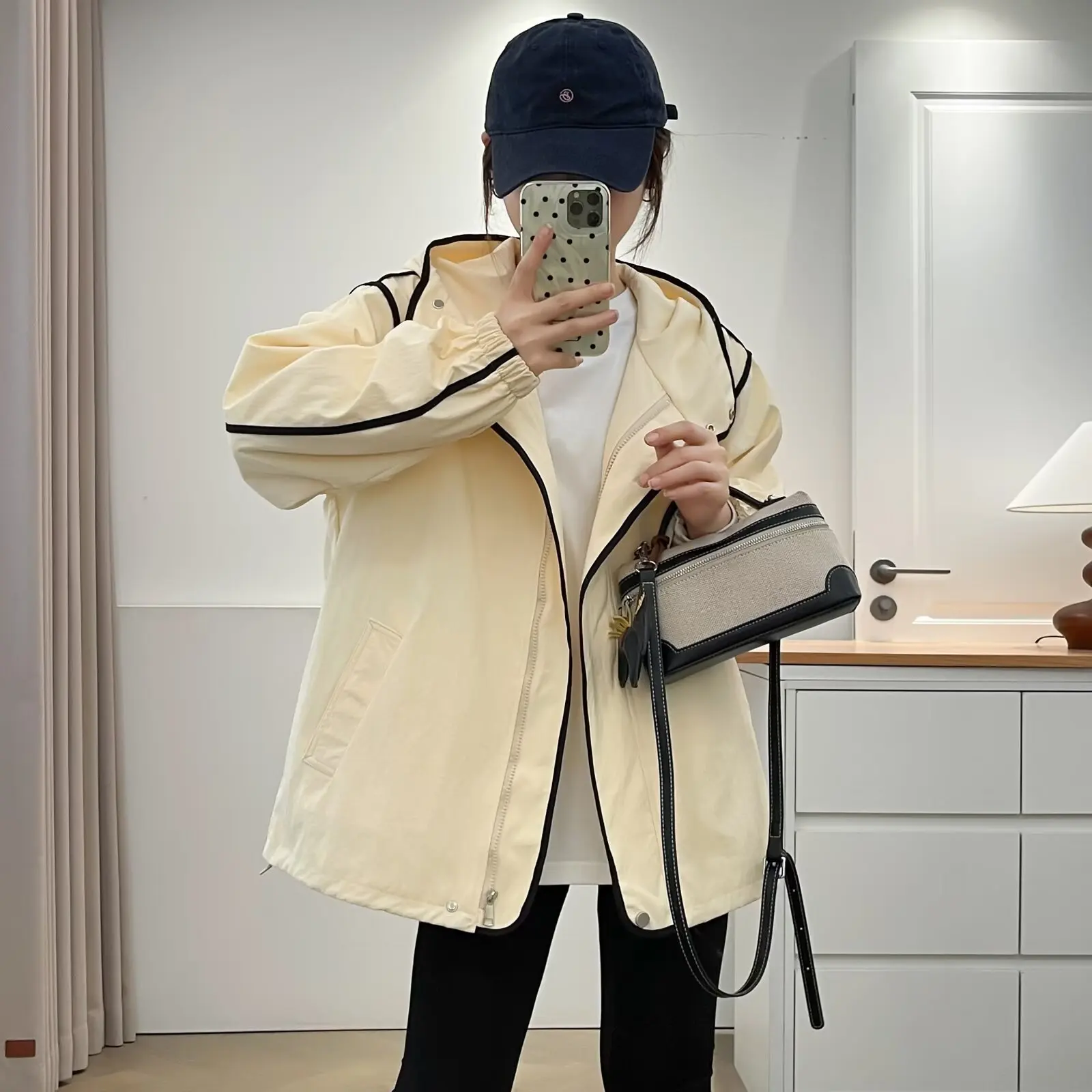 XXXXL Fashion Plus Size Women's Outdoor Jacket New Loose Striped Hooded Coat 2025 Autumn