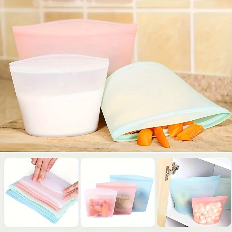 Reusable Food Grade Silicone Leak-Proof Storage Bag