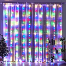LED Curtain Garland Lights with Remote Control - Decorative USB String Lights - 6X3M (Multicolor lights)