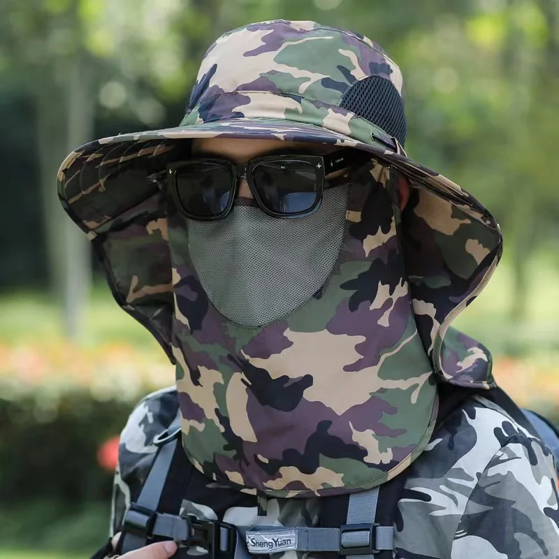 Outdoor Anglerhut mit Breiter Krempe und Nackenschutz, Atmungsaktiver Sommerhut mit UV-Schutz für Männer und Frauen – Detail 30