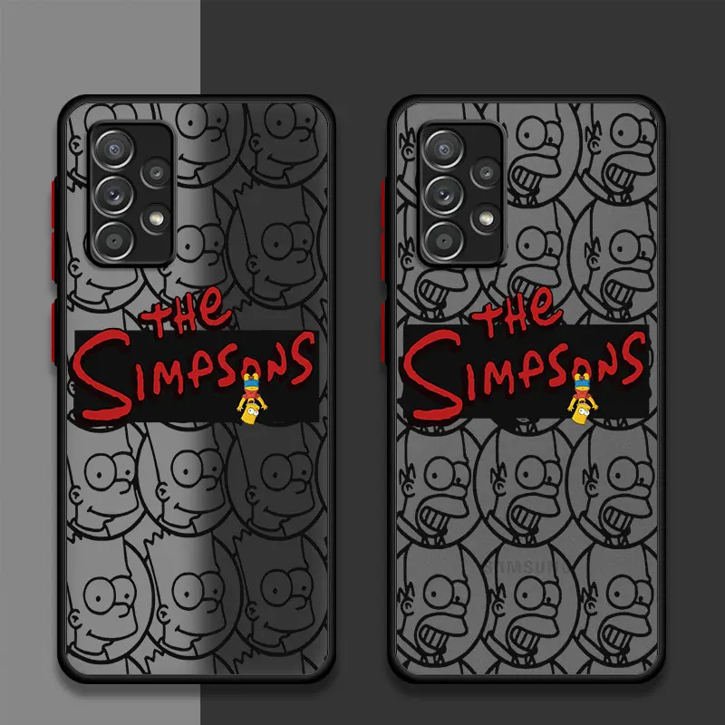 Cartoon Homer Simpson Custodia Opaca Per Samsung Galaxy A73 A23 A32 A24 A72 A22 A13 A54 A34 A53 A14 A52 5G A33 Cover Posteriore Morbida