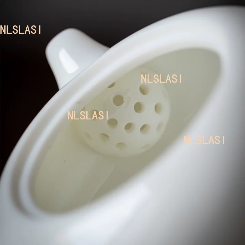 Mutton Fat Jade White Porcelain Teapot Ball Hole Filter Tea Infuser Handmade Ceramic Xishi Tea Pot Chinese Tea Ceremony Supplies