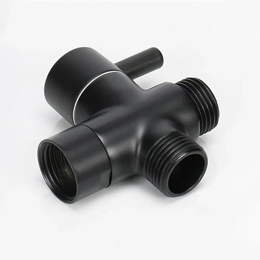G1/2 inch 3 way brass diverter valve t-type adapter converter black shower head water valve converter bathroom accessories